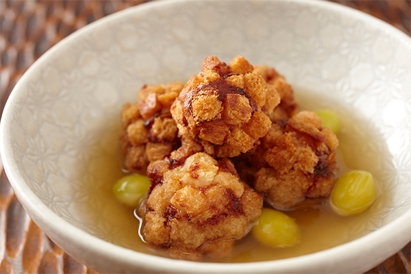 海老すり身 鹿子揚げ 銀餡がけ